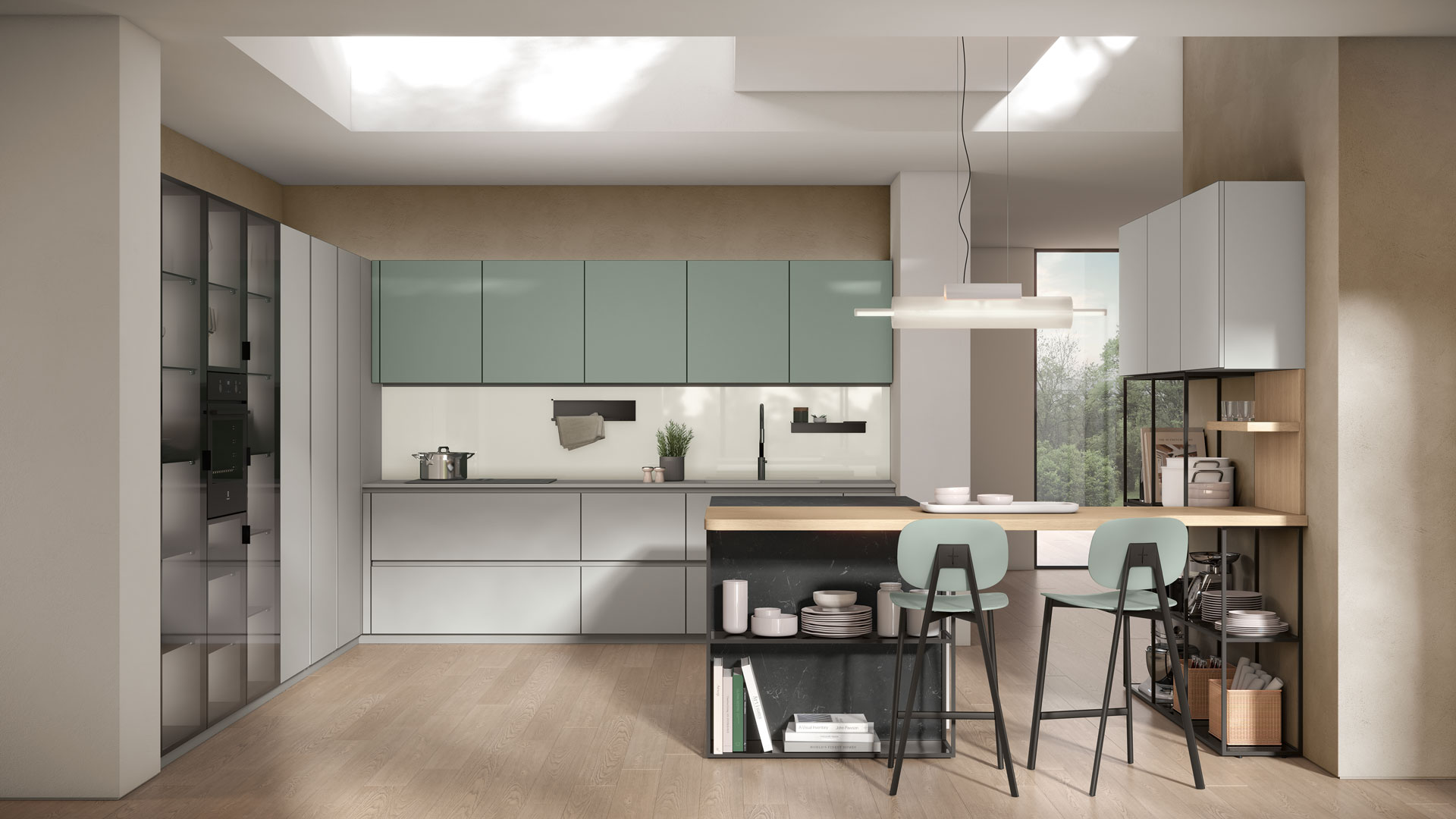 kuchyna-nexa-cucine-lube-fenix-grigio-a-verdekitami